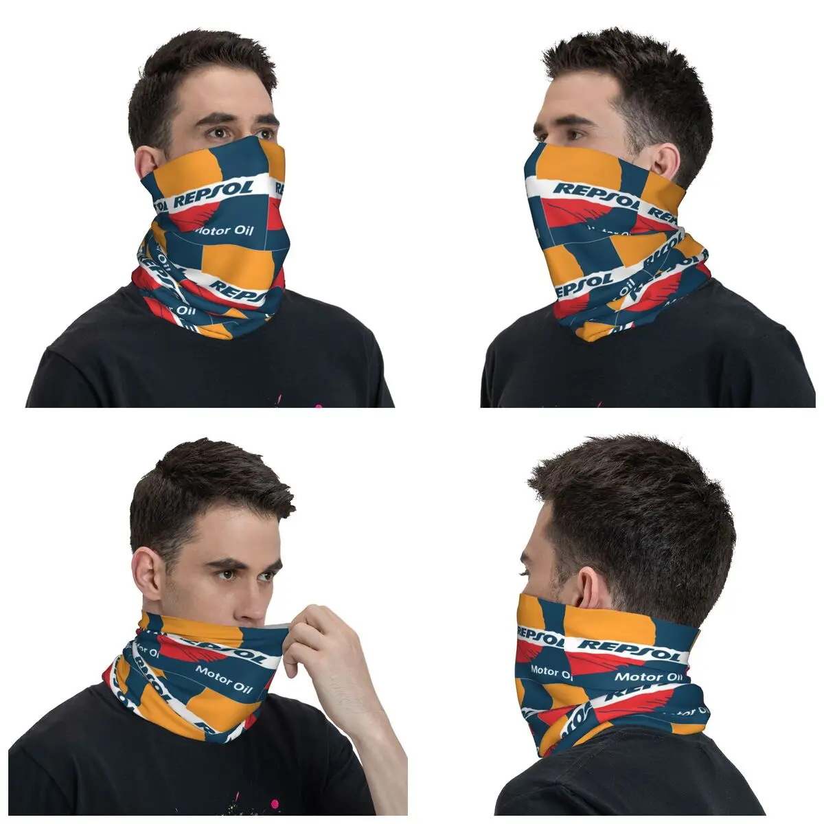 Repsol Motor Oil Bandana Neck Gaiter Printed Balaclavas Face Mask Scarf Warm Headband Hiking for Men Women Adult Washable