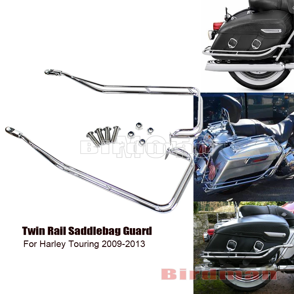 

Motorcycle Twin Rail Saddlebag Guard Chrome For Harley Road King Electra Glide Road Street Glide FLHR FLHTC FLHX FLTR 2009-2013