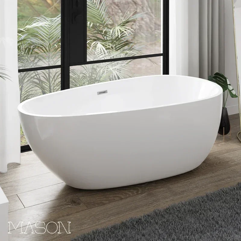 Thin-edged small apartment integrated independent bathtub, household adult egg-shaped acrylic