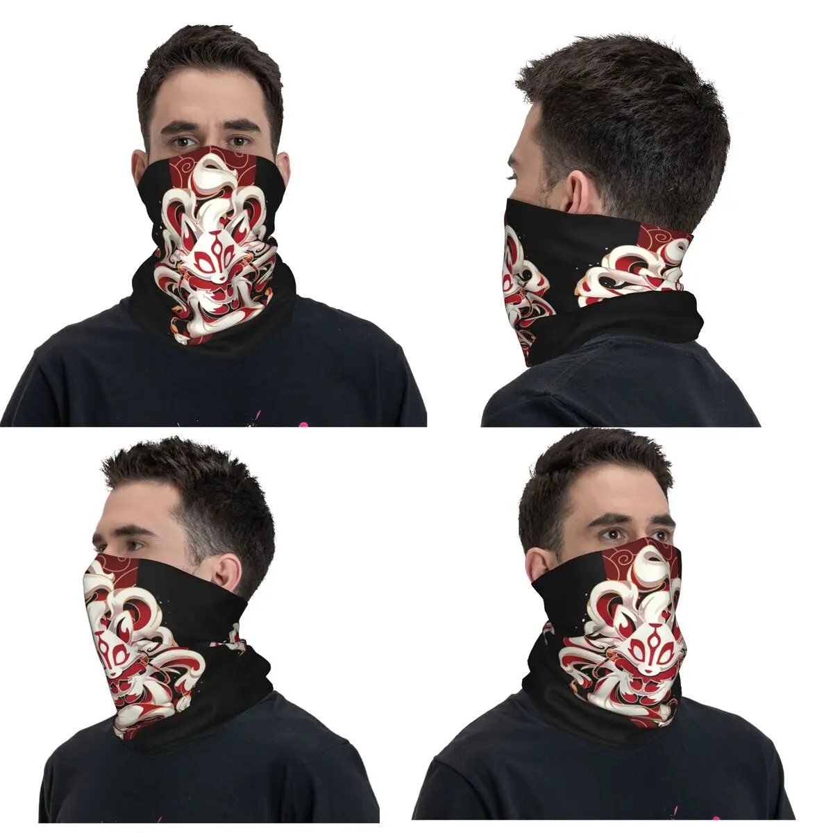 

Fox Spirit Kitsune Japanese Kabuki Bandana Neck Cover Printed Wrap Scarf Multi-use Cycling Scarf Unisex Adult Windproof