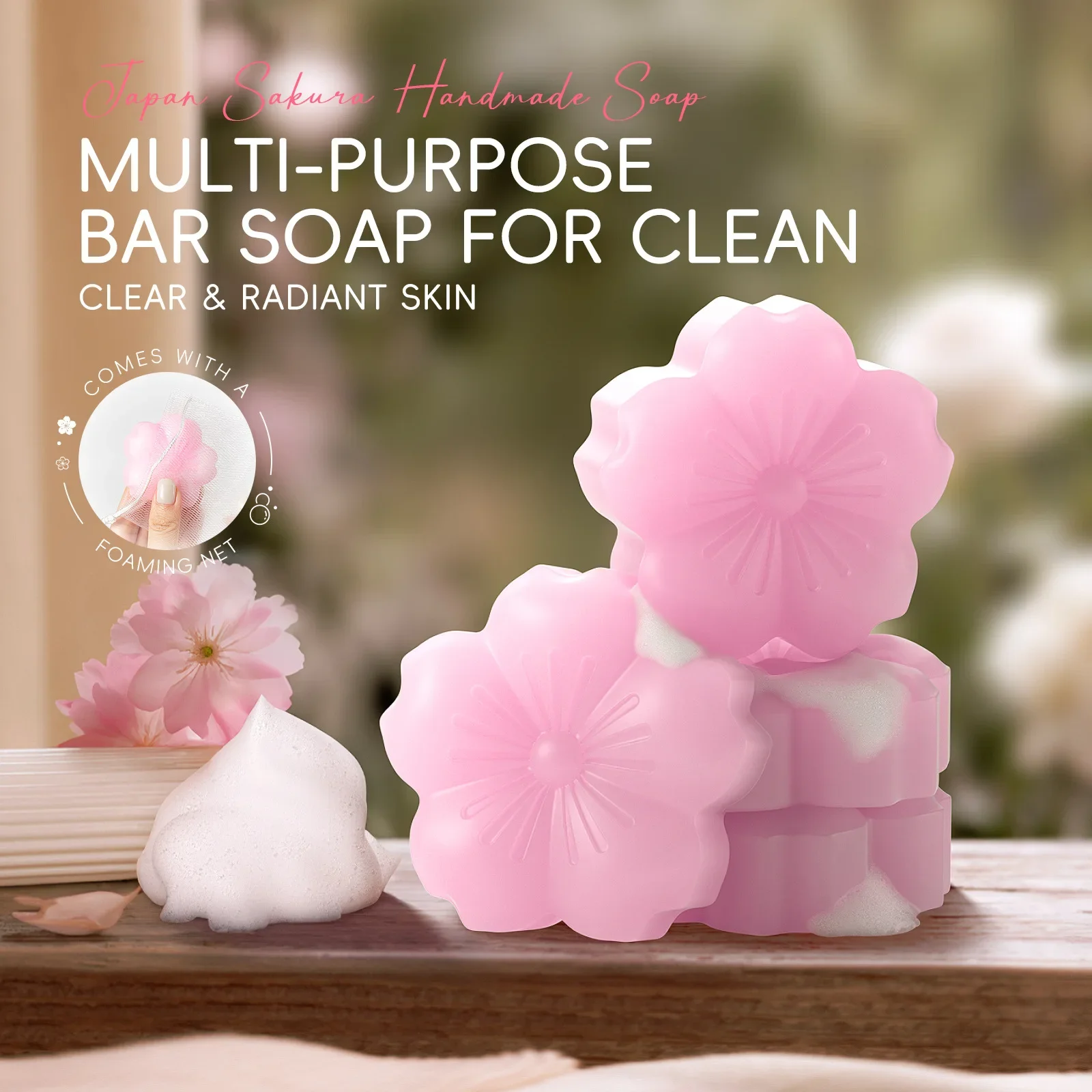 70g Sakura Hand Made Soap Facial Cleansing Soap Powerful Moisturizing Hydration Natural Handmade Soap Facial Skin Care