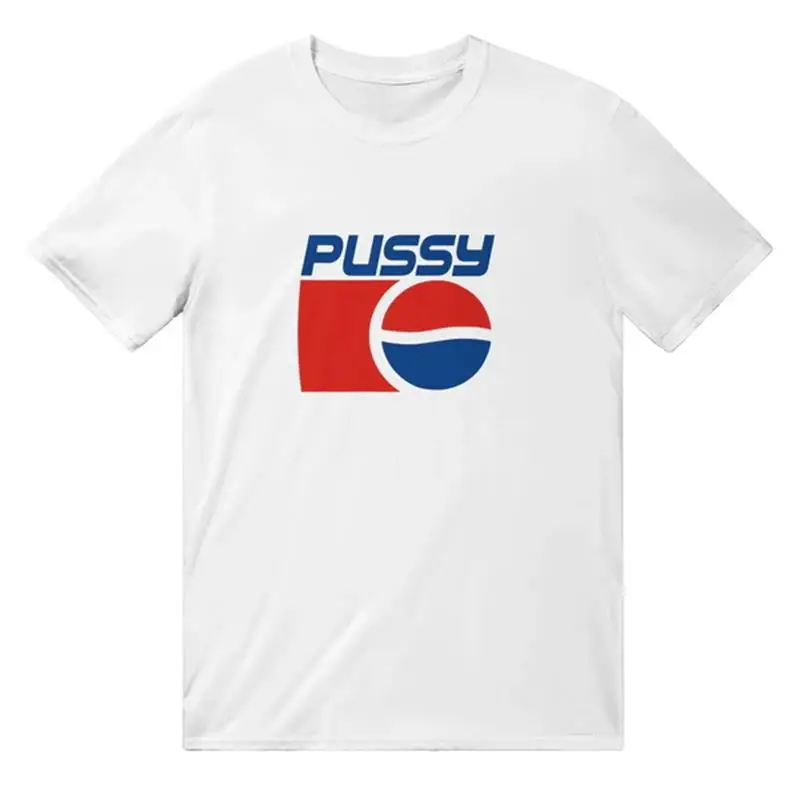 Pussy Pepsi 90's Sandra Oh T-shirt O-Neck Short Sleeved Amusing Casual Vintage Harajuku 100% Cotton Streetwear Versatile Top