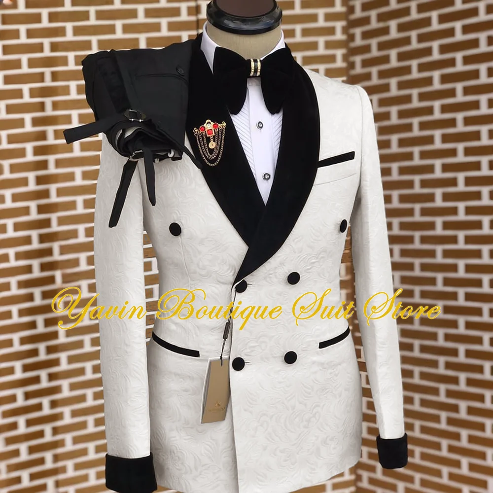None Men's 2-Piece Floral Suit Double-Breasted 4