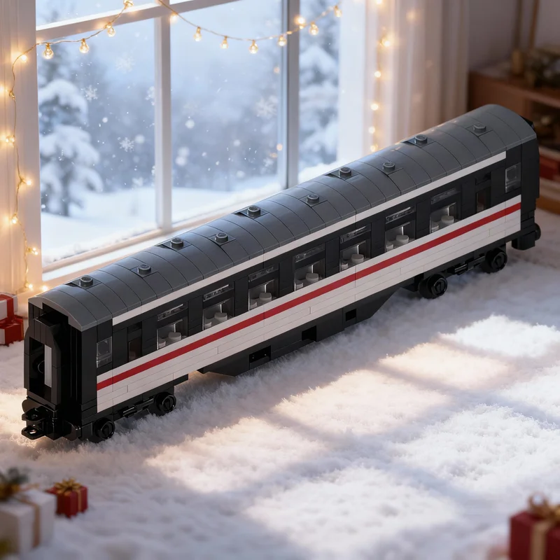 390 Piezas MOC 4, Bloques de Construcción de Modelo de Vagón de Pasillo Ancho, Juguete de Construcción de Modelos Intercity Creator, Regalo de Navidad, Idea de Arquitectura Educativa