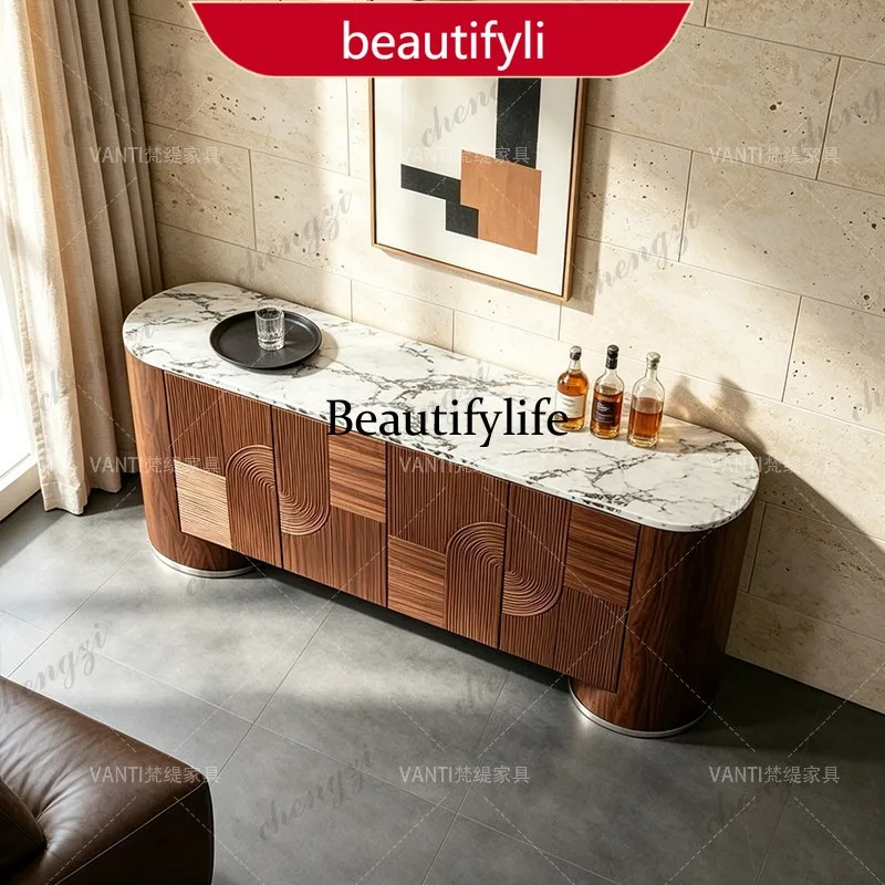 F150 Medieval style dining side cabinet Modern minimalist style carved storage marble storage entrance cabinet