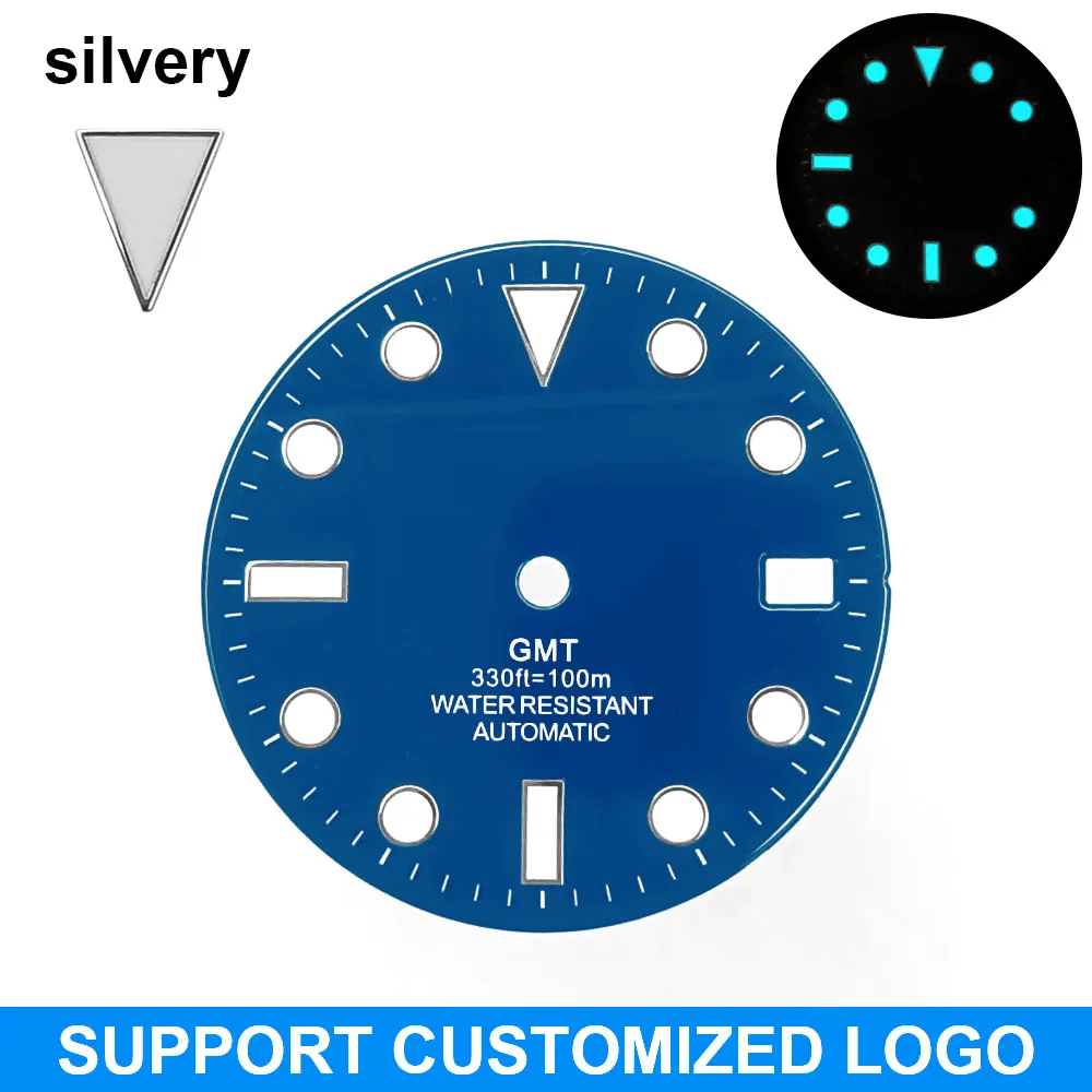 28,5-mm-Zifferblatt geeignet für NH-34/35/36 Uhrwerke, GMT-Leuchtzifferblatt, individuelle Anpassung von Logo/Namen, DIY-Zifferblatt-Uhrenteile – Detail 8