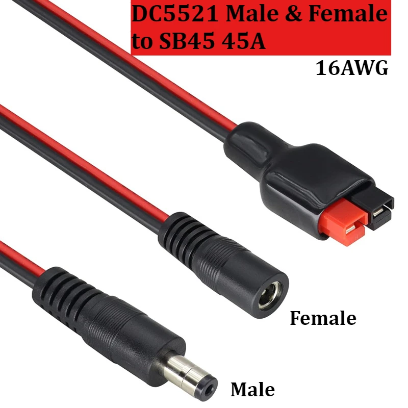16AWG SB45 45A Heavy-Duty Power Connector To DC Cable DC 5521mm Male Female Plug Power Connection Cord for Power Supply Charging