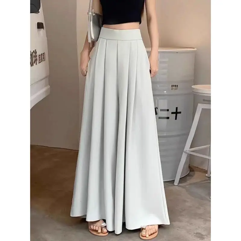Sommerliche Plissierte High-Waist Weite Hosen für Junge Damen – Lässige Anzughose für Studentinnen mit schlankem Schnitt – Detail 5
