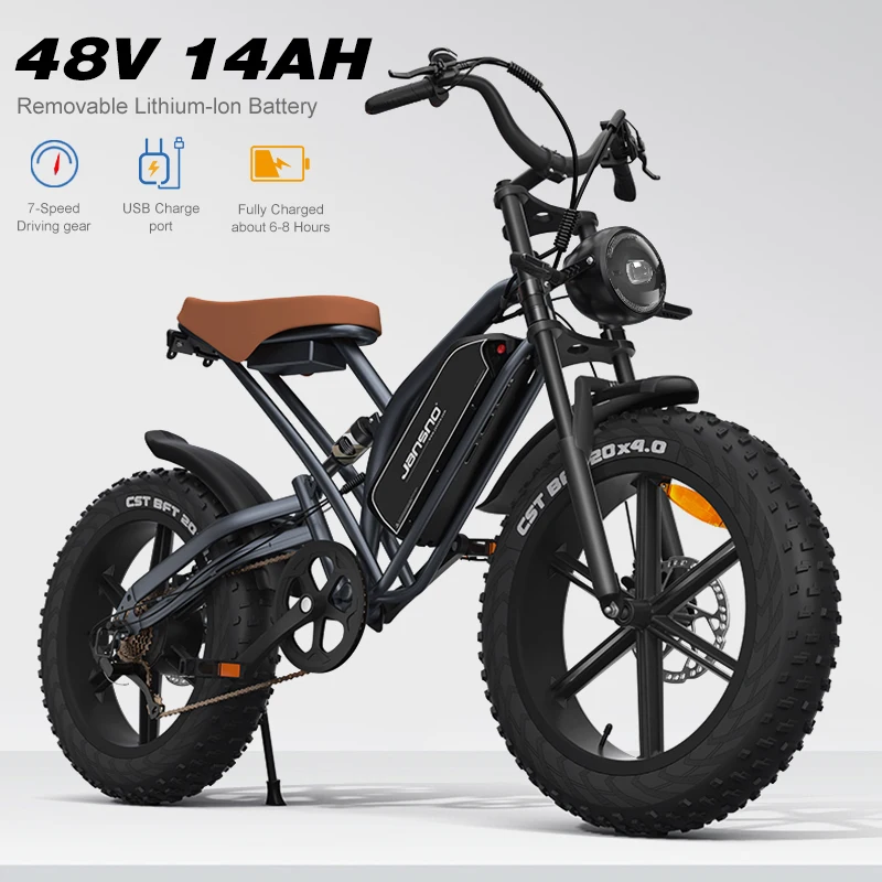 750W adult electric bicycle motor, 5-speed 30mph, 2048 V14AH detachable battery, 20 inch tires off-road electric bicycle