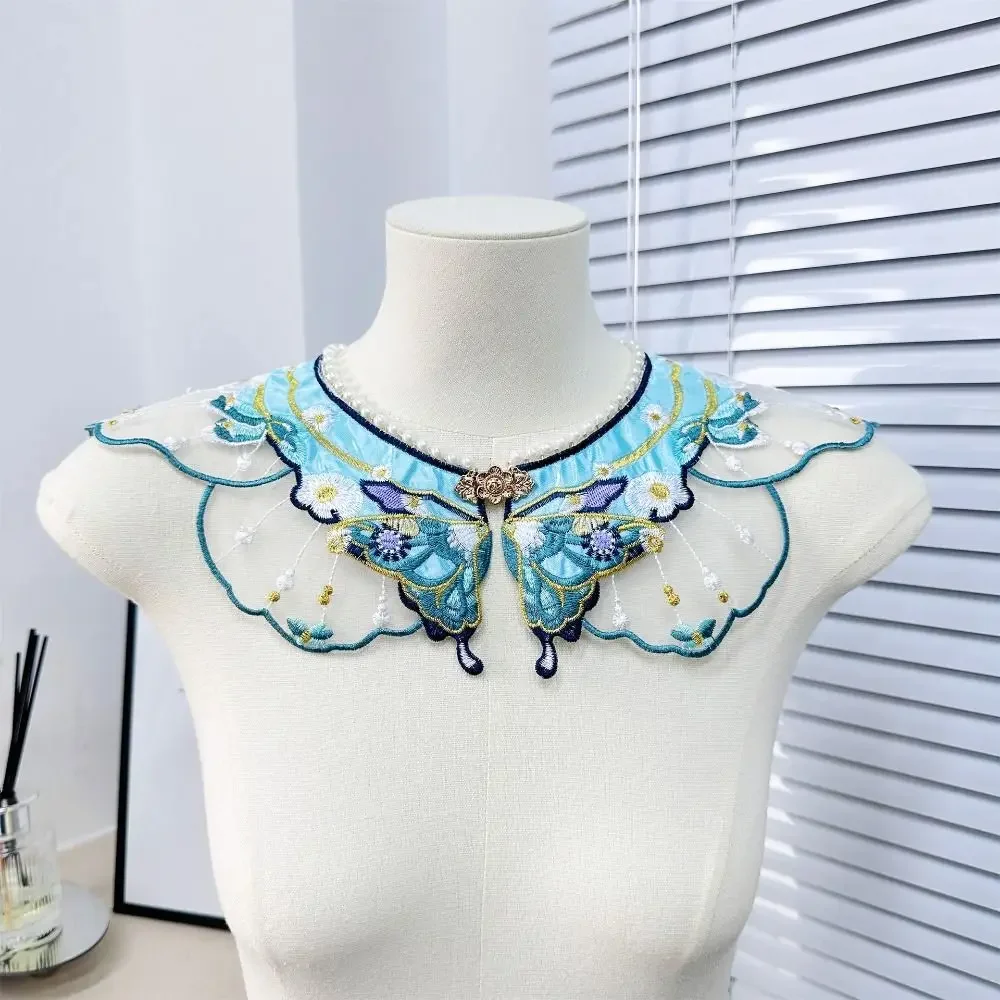 Embroidery Decoration Hanfu Shawl Butterfly Traditional False Floral Yunjian Pearl Chinese Shirt False Collar Horse-face Skirt