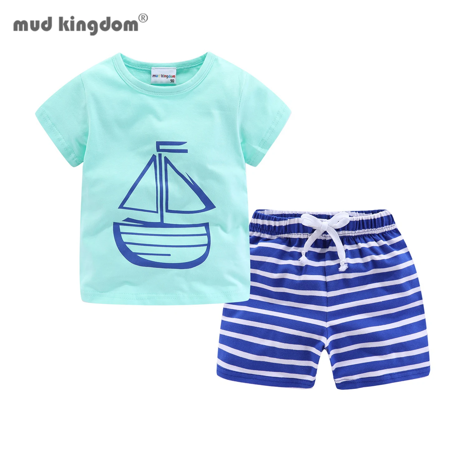 

Mudkingdom Summer Toddler Boy Outfits Drawstring Short Set Cute Boys Clothes Set Stripe Kids Clothing Beach Holiday Clothes