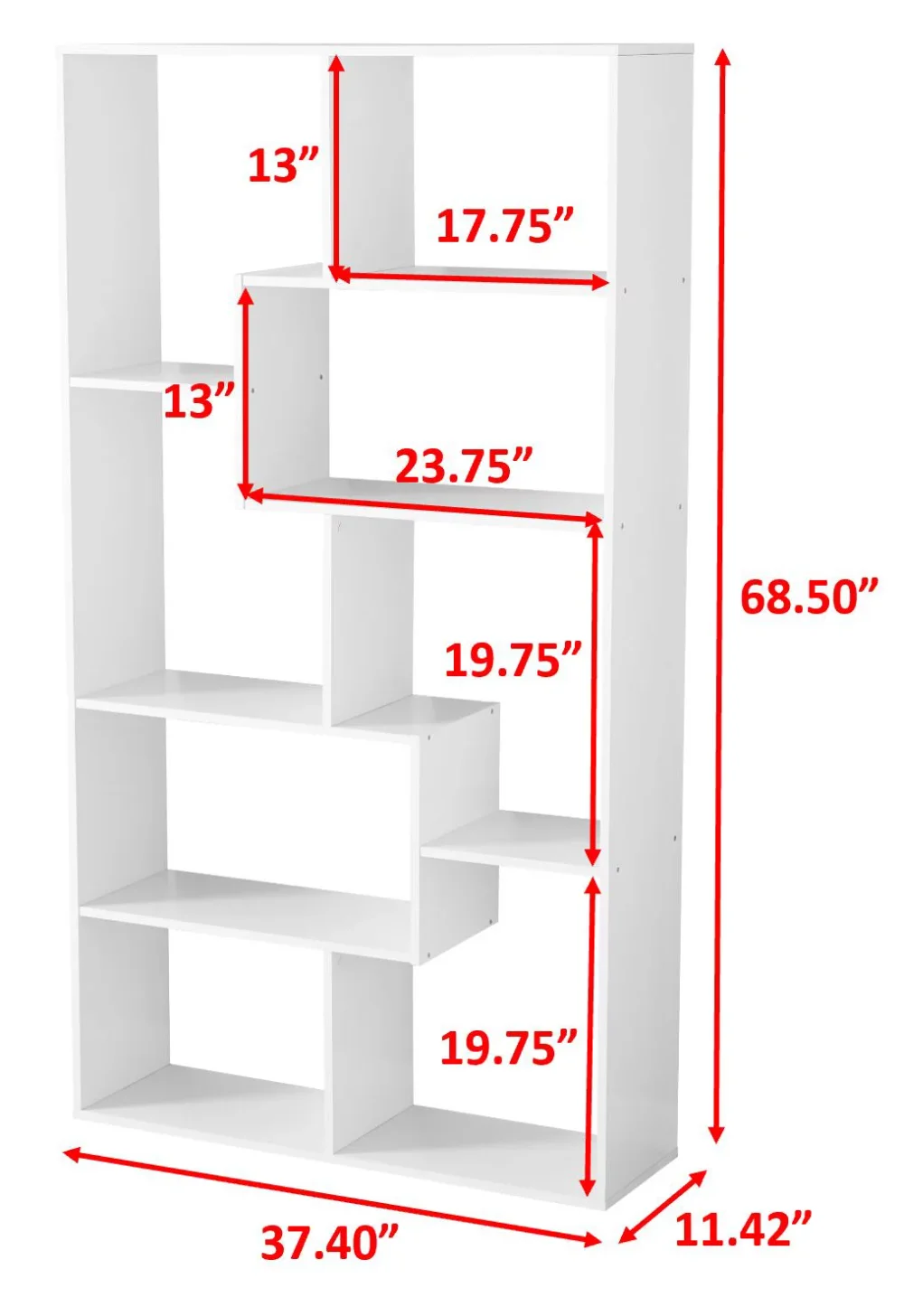 Bookcase, White  Book Shelf Furniture  Book Rack  Book Storage