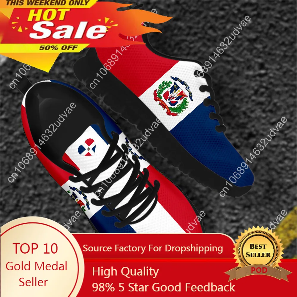 

Dominican Republic Flag Designer Shoes Casual Lightweight Men Flat Sneakers Breathable Male Lace Up Walking Footwear