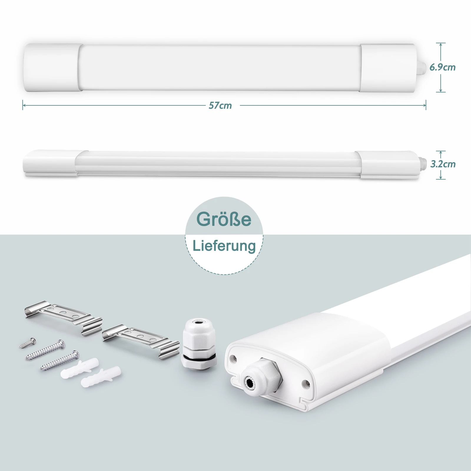 NONE 3er-Pack 20 W/30 W/36 W LED-Nassraumleuchten, verknüpfbar, LED-Deckenleuchten, 4000 K, IP66, geeignet für Wohnzimmer, Küche, Keller 4