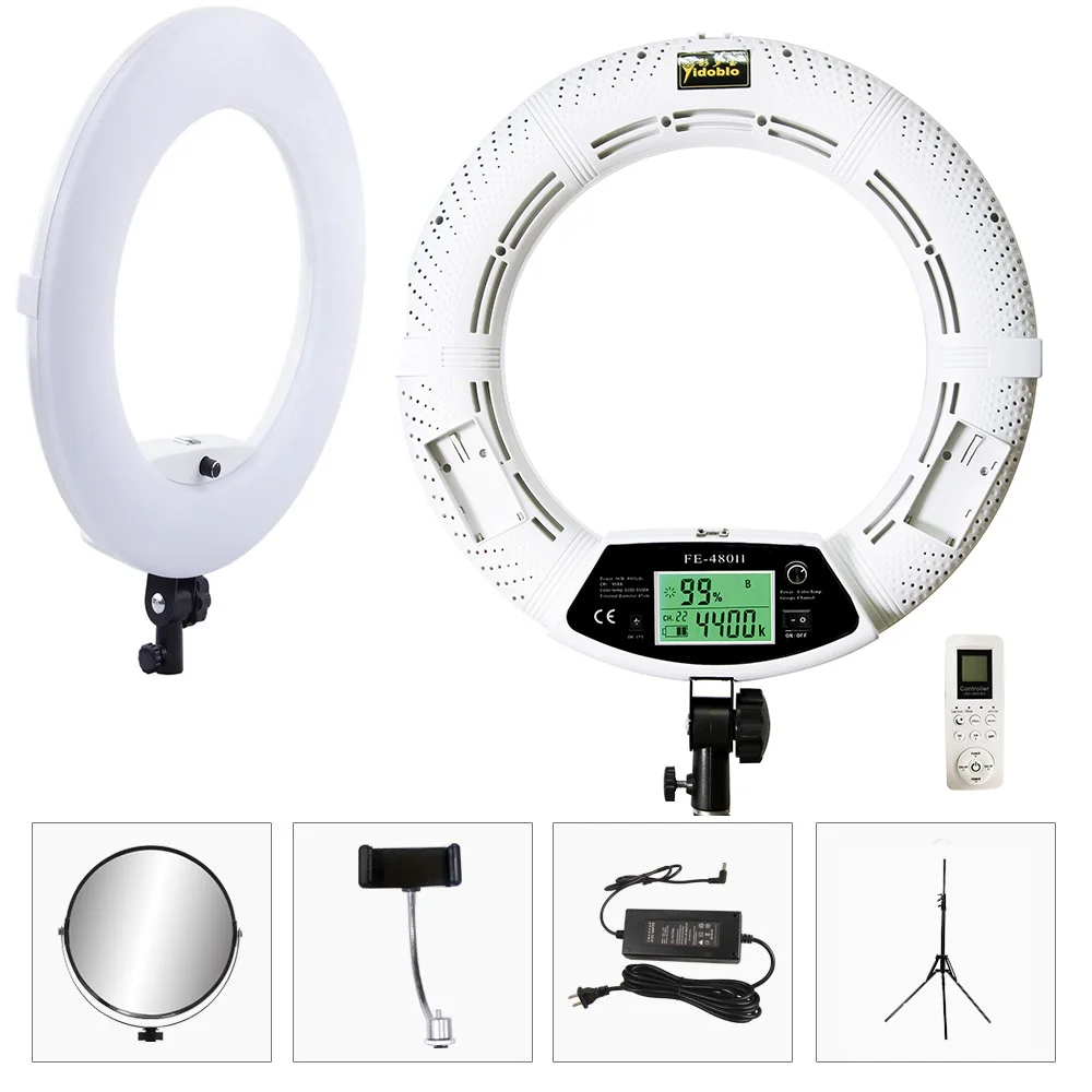 18inch Led Ring Lights with Tripod 96w Perfessional Yidoblo FE480 Photo Studio Video Lamp Bi-color for Beauty Salon Makeup Vlog