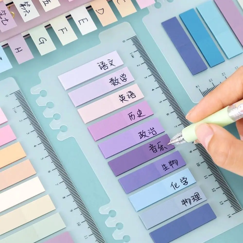 Self Adhesive Index Tabs Set Waterproof Multi Color Morandi Sticky Notes Transparent Label Page Marker Tabs Stationary