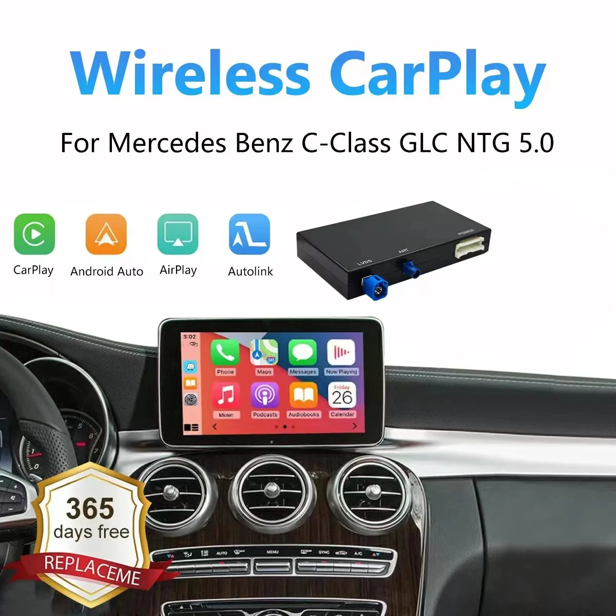 Wireless Apple Carplay Module For Mercedes C/GLC/S Class W205 W253 NTG5.0 System Android Auto Box Car Play Interface