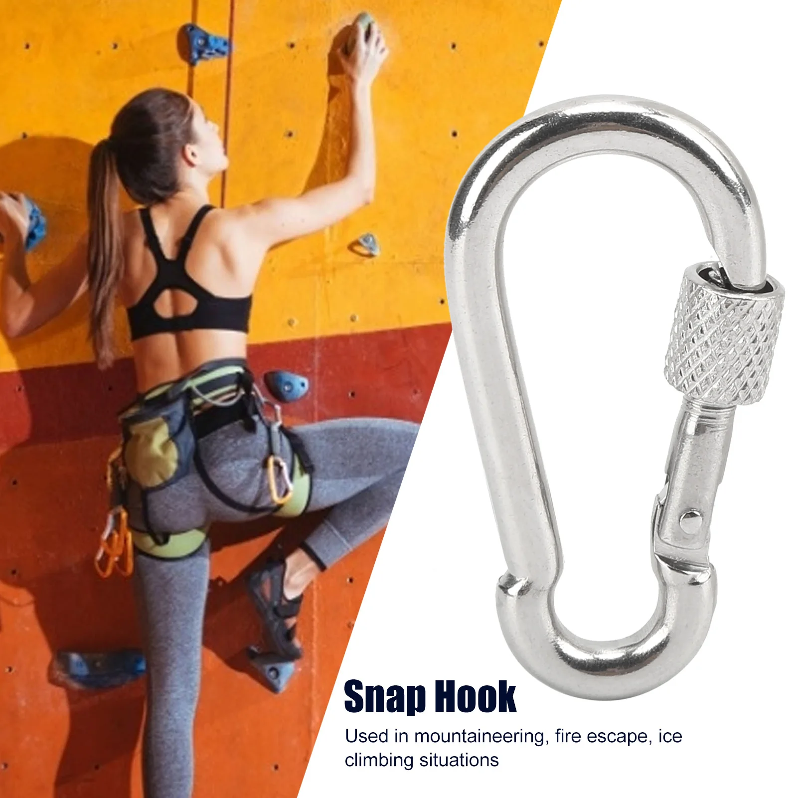 10Pcs Safety Rope Snap Hook Spring Carabiner M5 Stainless Steel Spring Carabiner Rope Hanging Buckle Accessories view 3