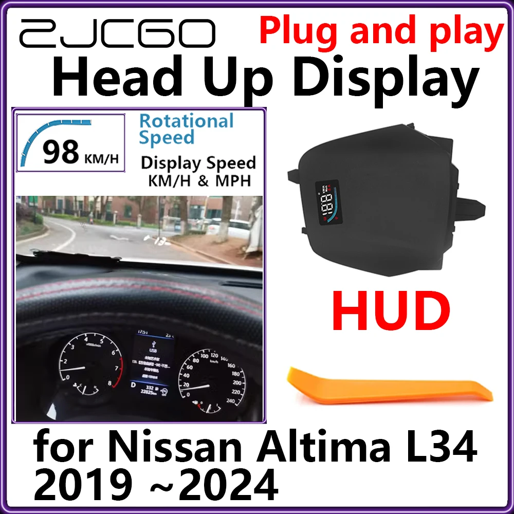 ZJCGO Hidden HUD Head Up Display Car Projector Plug and Play Display Rotational Speed for Nissan Altima L34 2019~2024