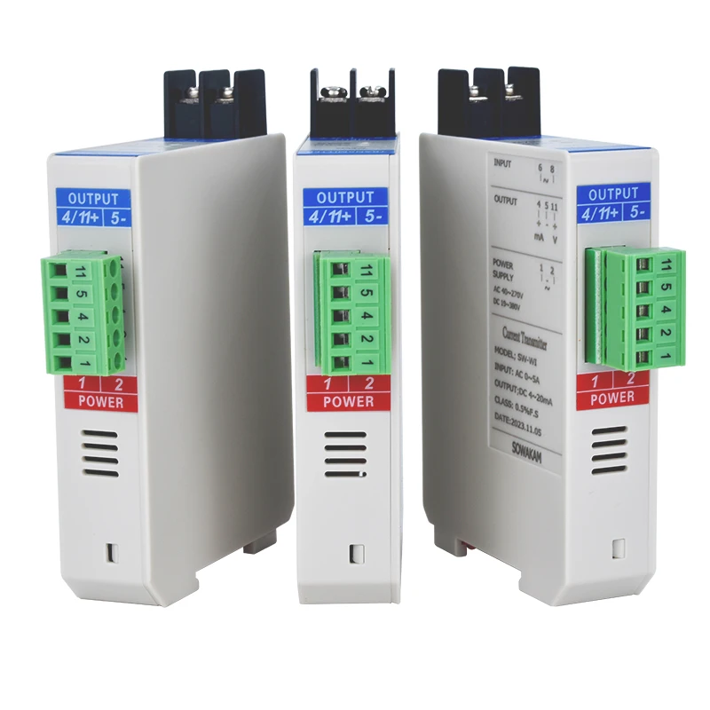 AC Dc Huidige Zendersensor Ac 0-5a Ingang 4-20ma 0-10V Uitgang Dc 24V 220V Voedingsspanning Transducer