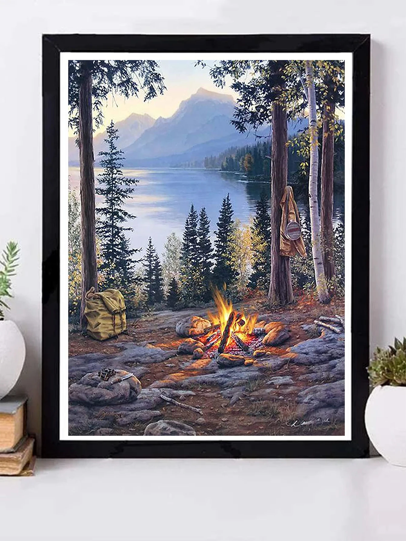 1pc DIY 5D Diamond Painting Full Diamond Wild Camping Diamond Painting, Handmade Home Art Gift Diamond Painting Kit