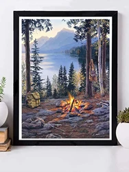 1pc DIY 5D Diamond Painting Full Diamond Wild Camping Diamond Painting, Handmade Home Art Gift Diamond Painting Kit