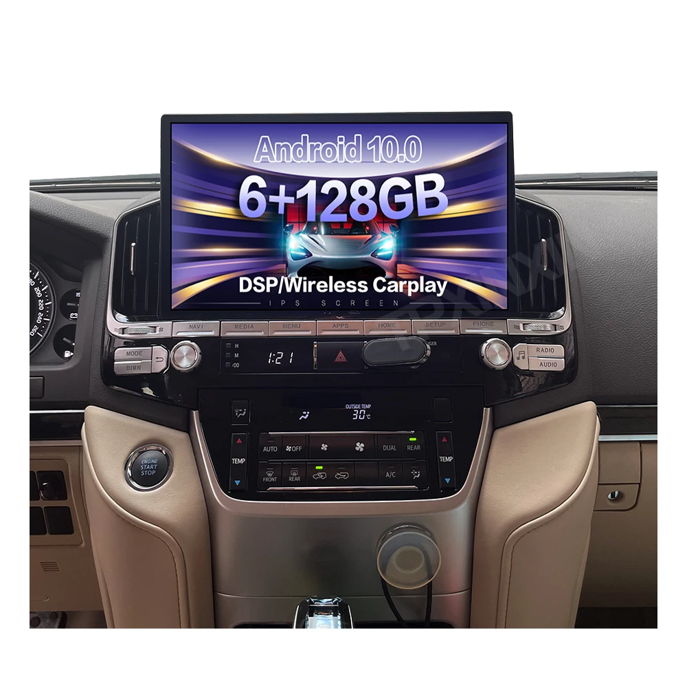 13.3 inch Android 10.0 Car Radio Multimedia Video Player GPS Navigation For Toyota Land Cruiser LC200 2016-2021