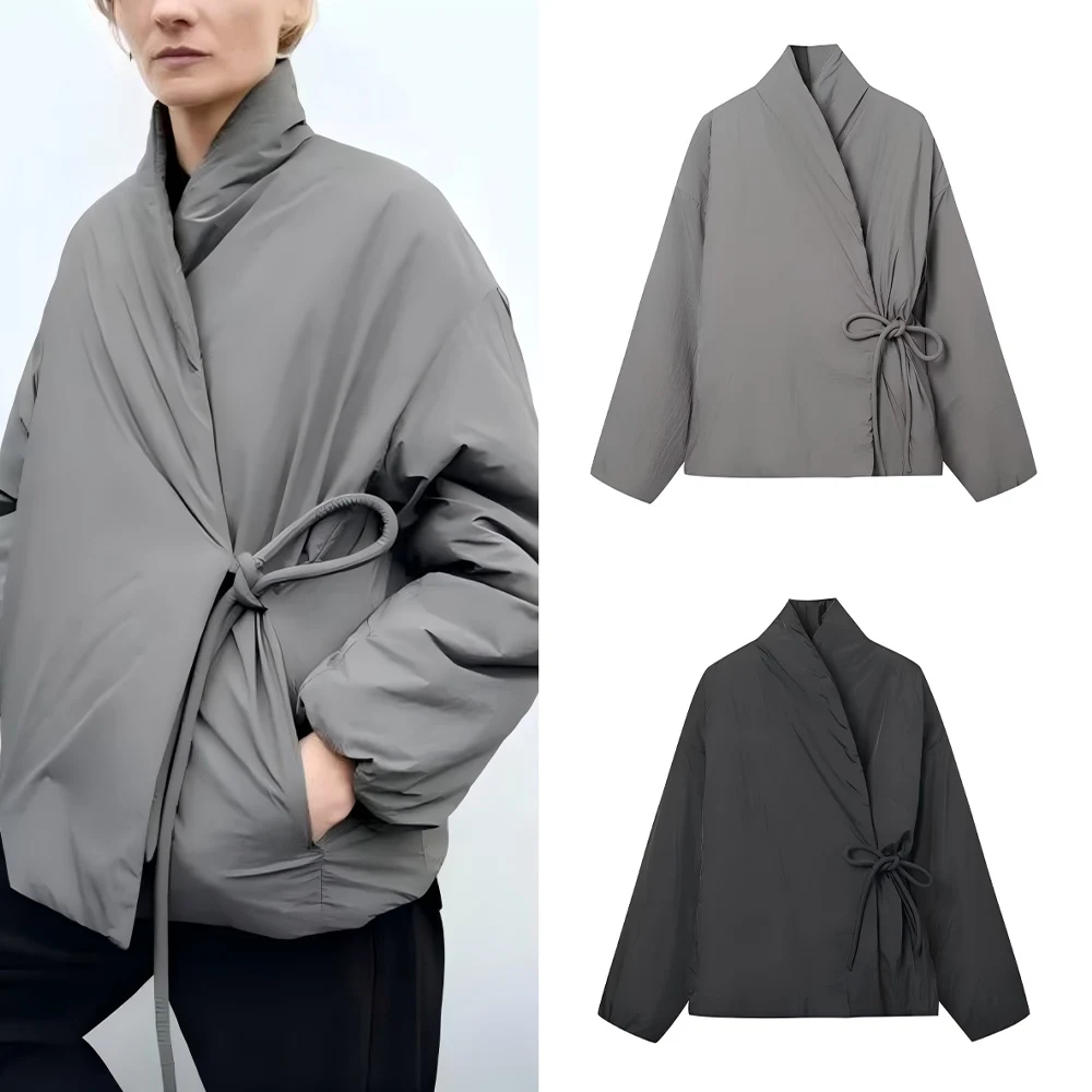 

Женское зимнее новое модное свободное теплое кимоно с воротником-стойкой, пальто в стиле ретро с длинными рукавами на шнуровке, женское пальто, шикарный топ