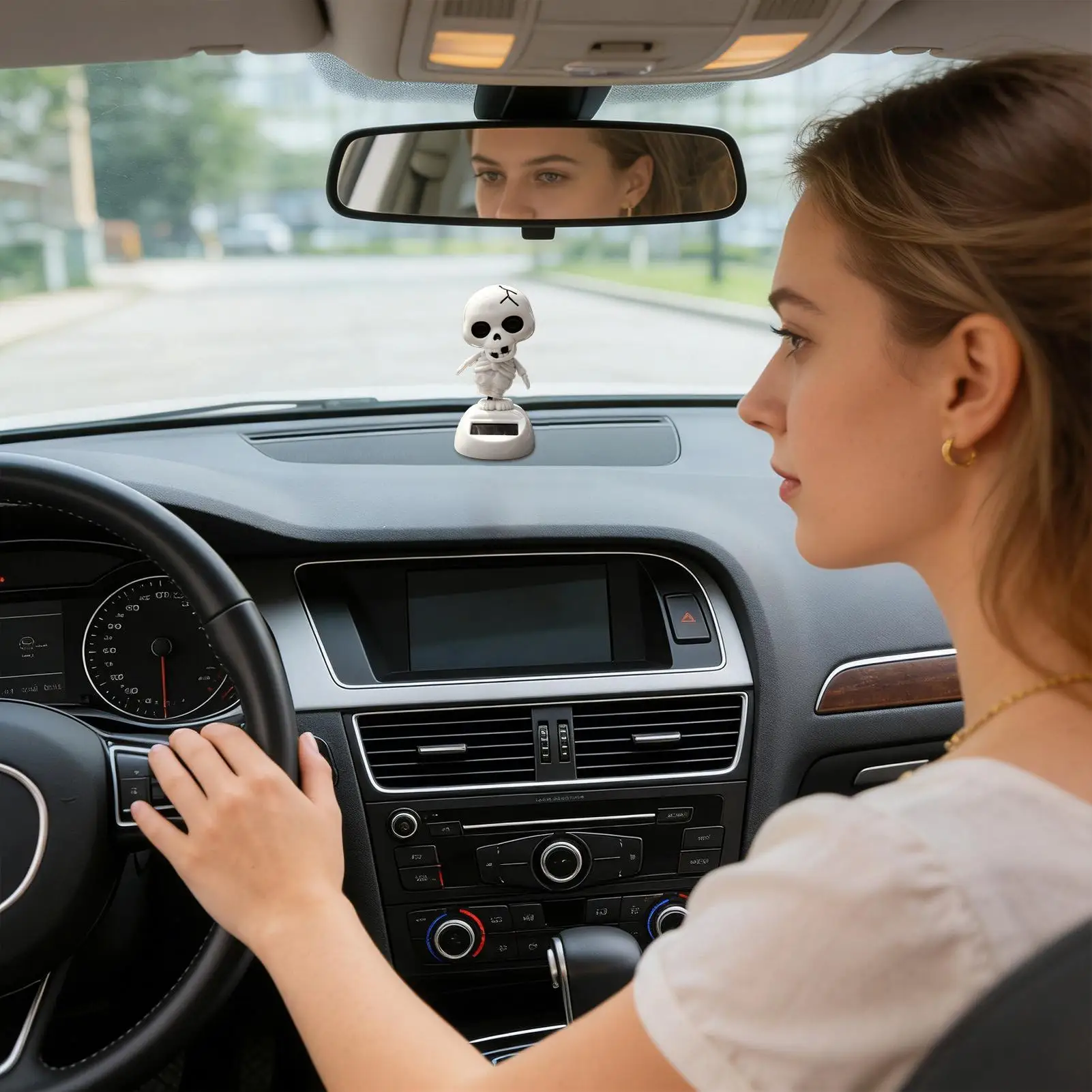 Dashboard Skeleton Halloween Solar Powered Vehicle Decor Auto Dashboard Decorations For Women Men Drivers Long Drives Daily