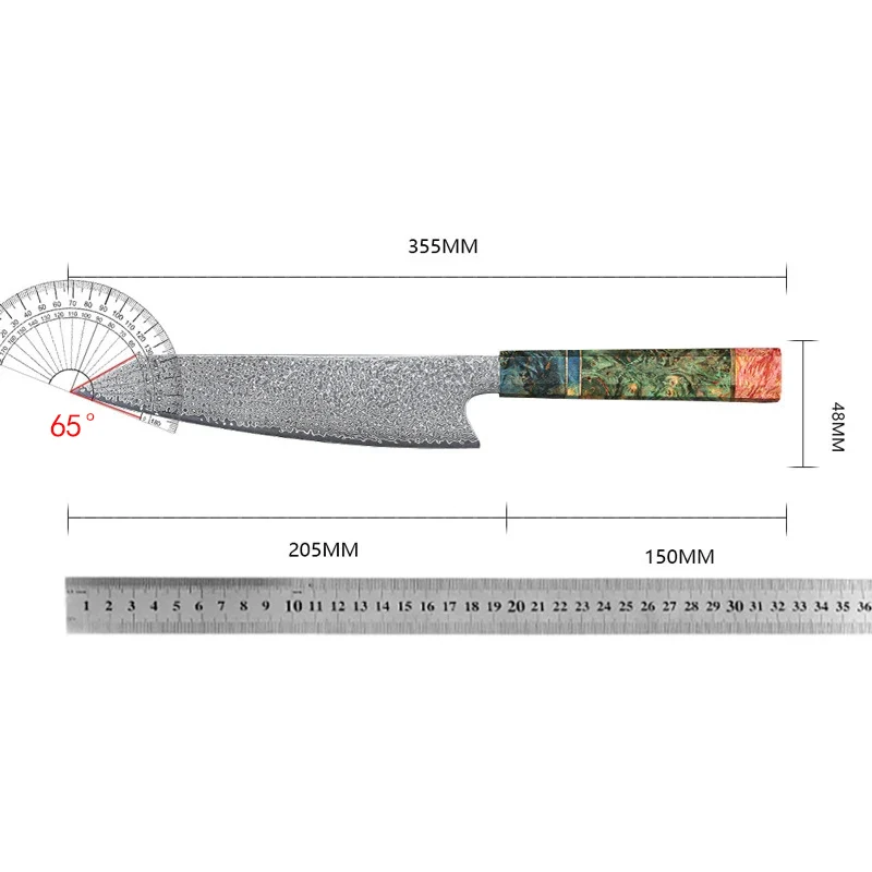 Kiritsuke Knife Random Handle 67 Layers Damascus Steel Blade Chef Cleaver Slicing Kitchen Knives For Cutting Vegetables Meat