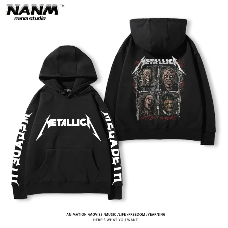 

2025 Metallica European and American Heavy Metal Band Peripheral Hooded Sweatshirts for Men and Women Long-sleeved Clothes