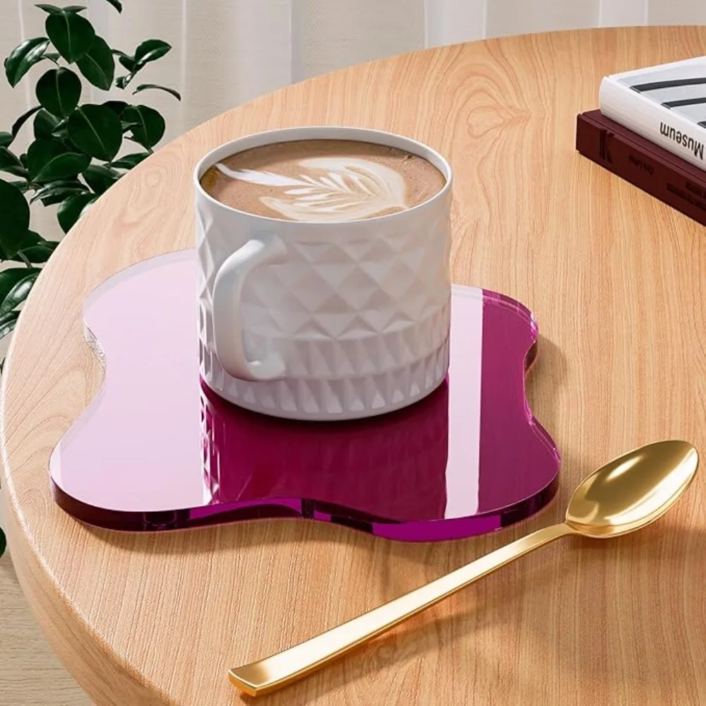 

5pcs Irregular Cloud Shape Transparent Coaster Modern Minimalist Style Anti-scalding Placemat Acrylic Heat Insulation Pad Bar