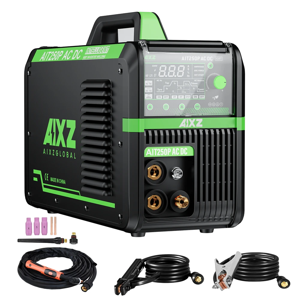 AIXZ 250 Ampere 5-in-1 HF TIG Schweißgerät AIT250P AC/DC Aluminium-Schweißgerät MMA ARC Argon Digital Puls TIG Schweißmaschine 2T/4T IGBT Inverter für Edelstahl Aluminium Hot Start Arc Force