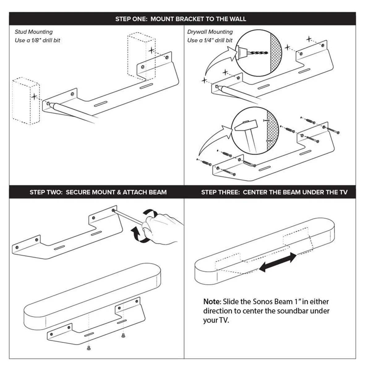 Speaker Wall Mount Bracket Soundbar Wall Mount Strong Load-Bearing Floating Holder for SONOS Beam Gen1 Gen2 Sound Bar