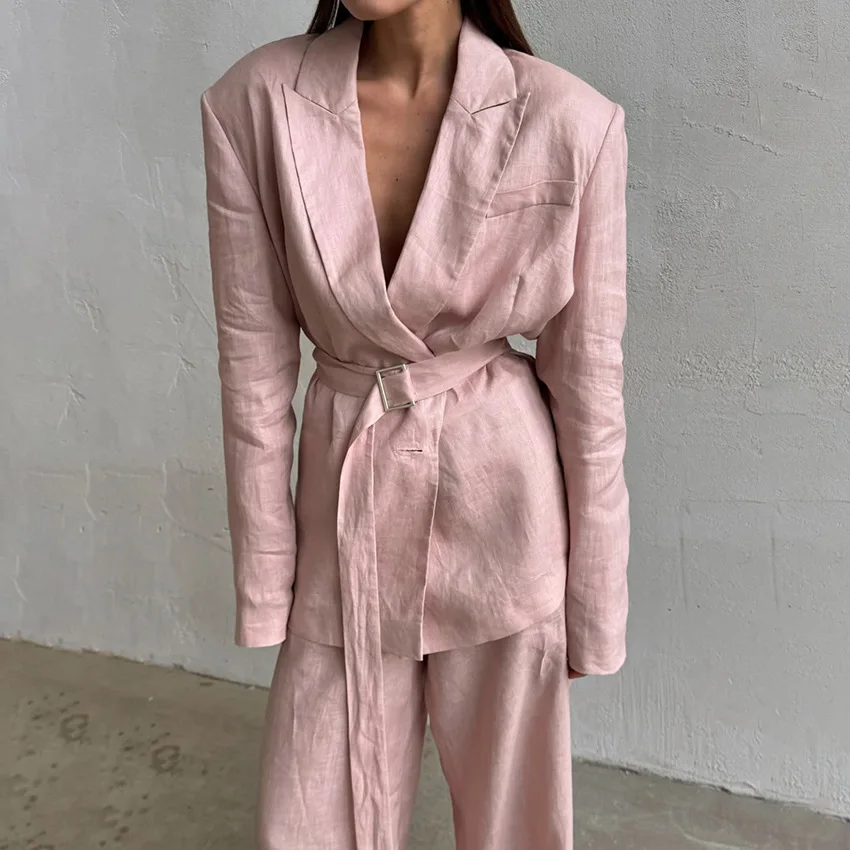 2026 Autumn/winter New Collection: High-end Cotton And Lines Suit With Long Keys And Long Pants, Featuring A Stiglich And