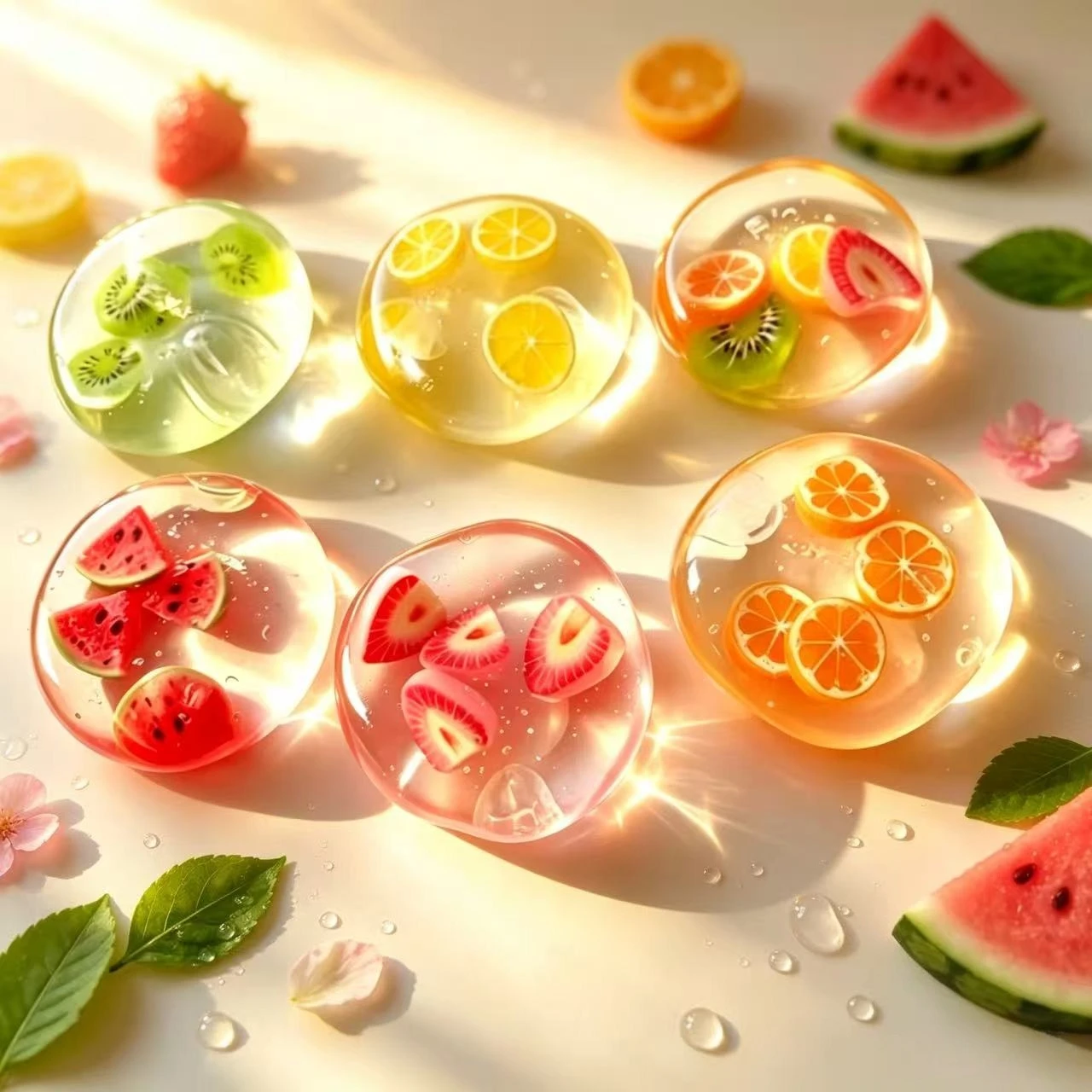 Handmade Squishy New Moldable Fruit Squishy Jelly Clear Coconut Oil Scented Stress Relief Sensory Fidget Ball Adults Relaxation