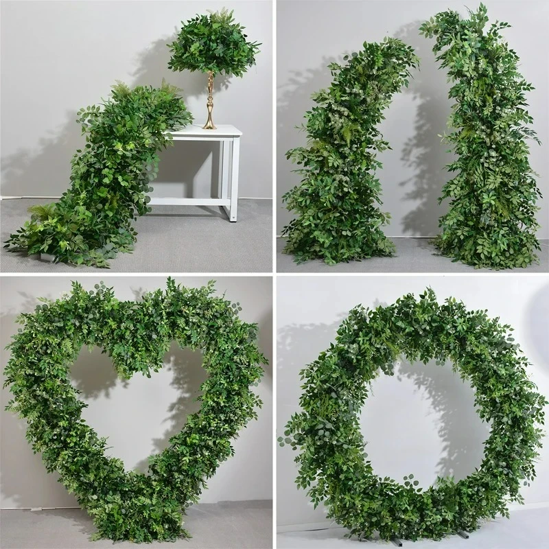 

Customizable Luxury Green Plants Leaf Flower Row Wedding Round Arch Decor