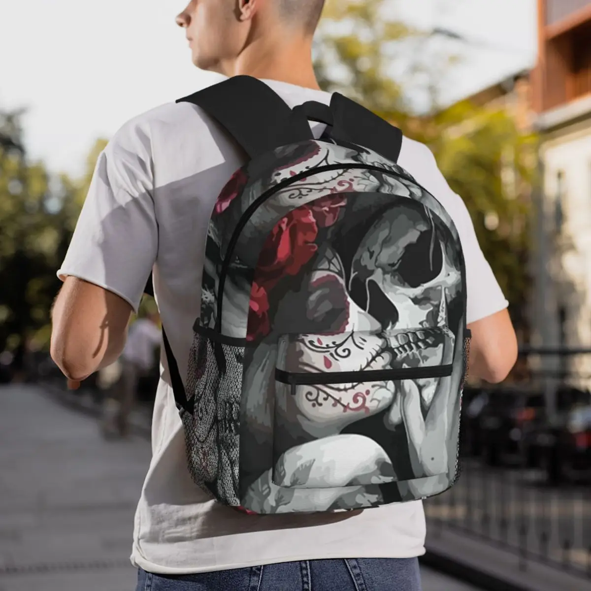 Horror Death Skull Rose Grim Reaper Backpack Student BookBag Kids School Bag Laptop Shoulder Bags for Boys Girls