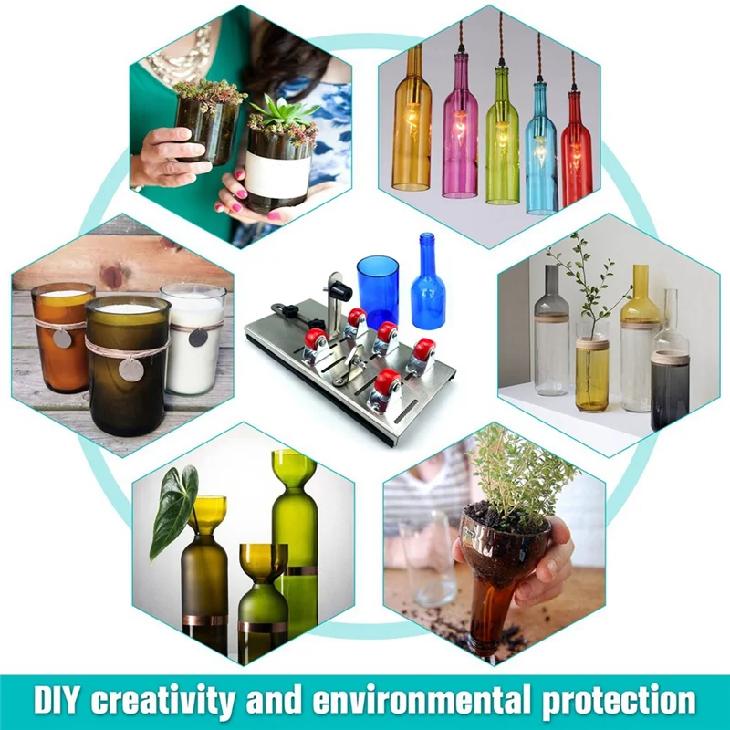 

A26F-Glass Bottle 5 Round Black Cutting Tool Metal Cutter DIY Bottle Cutter Set