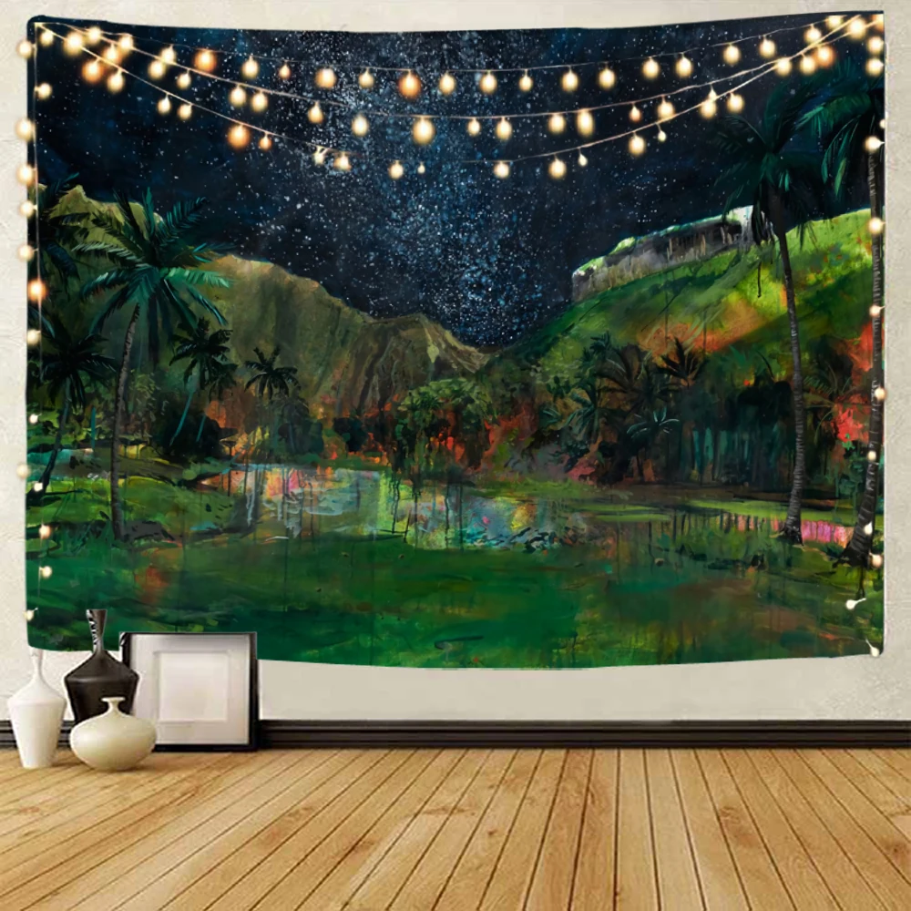 

Beautiful Moonlight Scenery Background Decoration Tapestry Home Background Wall Decoration Tapestry Bohemian Style