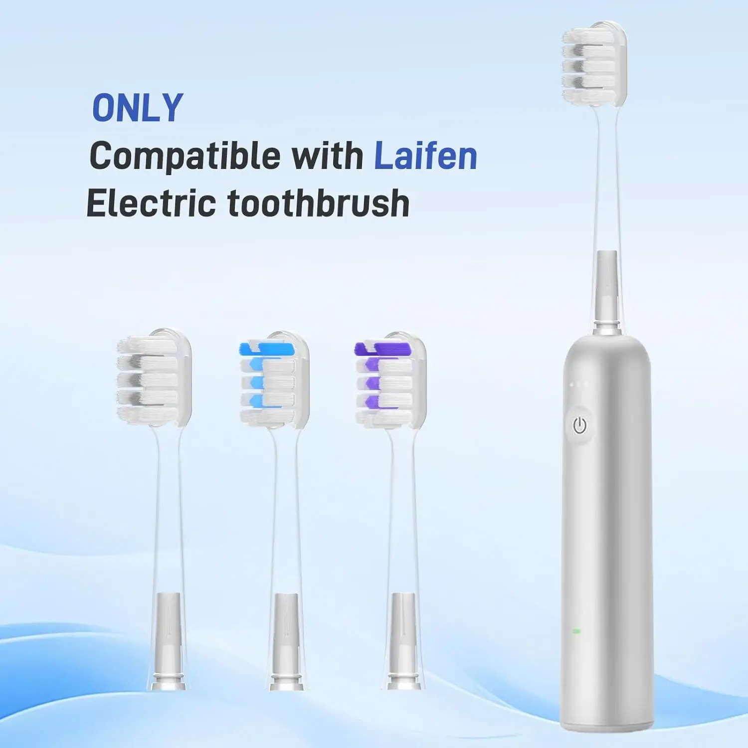10 Pcs/Pack Replacement Toothbrush Heads For Laifen Wave Electric Toothbrush, Cleansing and Brightening , Transparent image 2