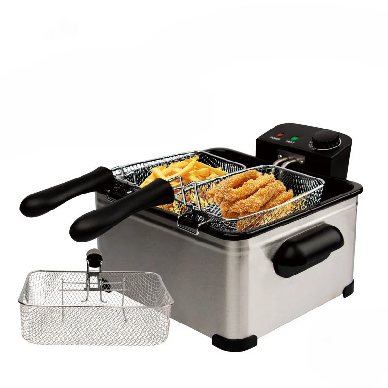 2000W 5L Commerical Kitchen Home 2 Basket Table Top Electric Deep Oil Fryer Feyers