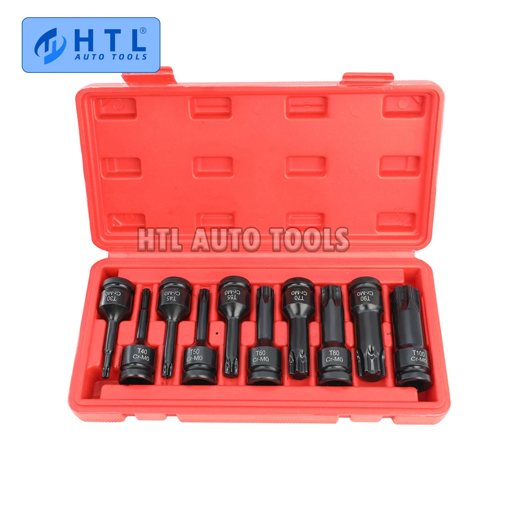 10pcs 1/2 Inch Drive Impact Torx Star Bit Socket Sets T30-T100 Socket Bits Set T30 T40 T45 T50 T55 T60 T70 T80 T90 T100