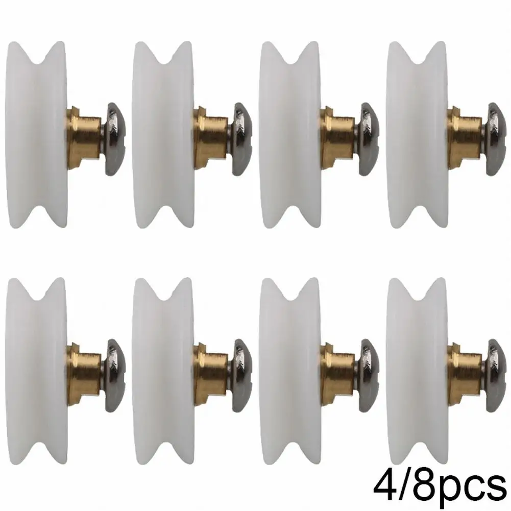 4/8pcs Shower Door Rollers Runners Wheels Replacement Part Bathroom Glass Shower Sliding Door Grooved 22mm Diameter