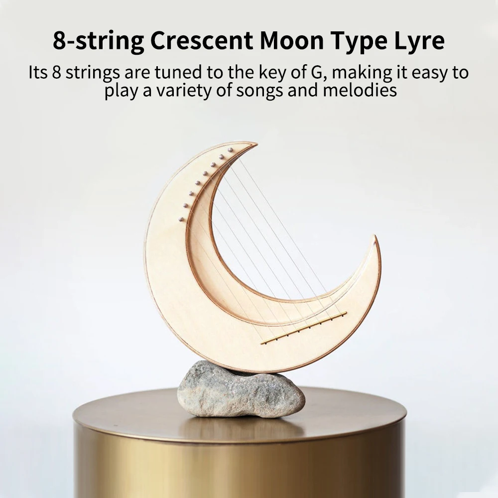 15-string Crescent Moon Type Lyre C Key Harp Portable Lyre Steel Wire Strings Mini Stringed Instrument