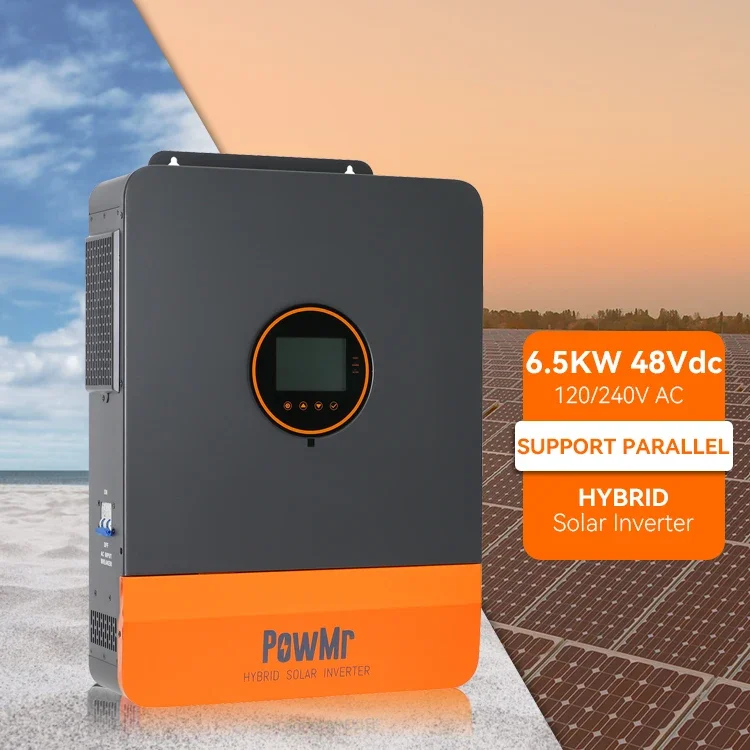 PowMr 6.5KW 120V/240VAC Single/Split Phase Hybrid Inverter 48V Support Parallel MPPT Hybrid Solar Inverter