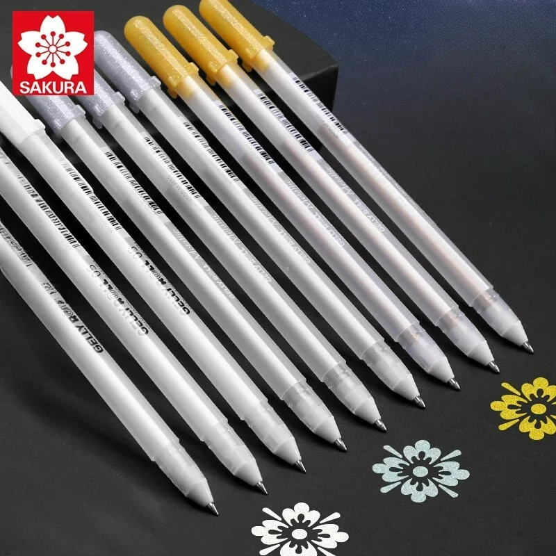 

Ручка-хайлайтер SAKURA Gelly Roll, белое, серебро, золото для черного рисования карточек, нарисованный вручную, рисунок комиксов, дизайн, нарисованный вручную