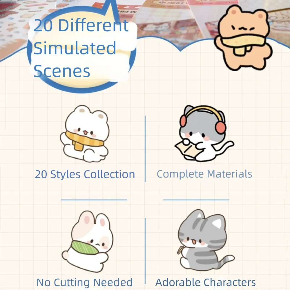 Collezione di adesivi paesaggistici in miniatura PET Decompressione Impilabile visiva Adesivo scena cabina fai-da-te Collage di scene in miniatura