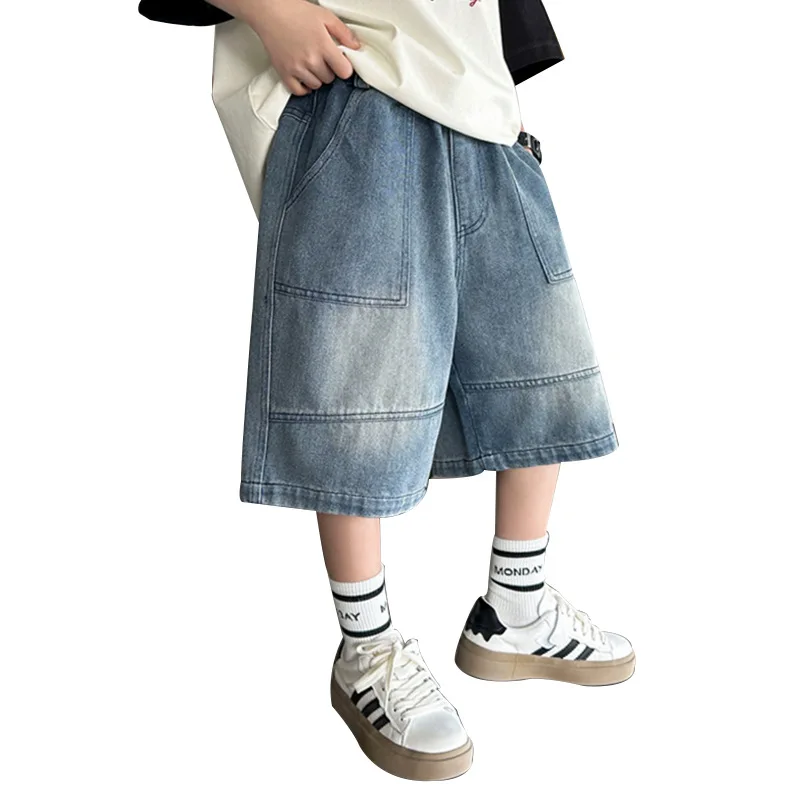 Boys Cropped Denim Pants 2026 Summer Boys Denim Shorts Jeans Loose Five Point Casual Versatile Trendy Pants For Kids view 5