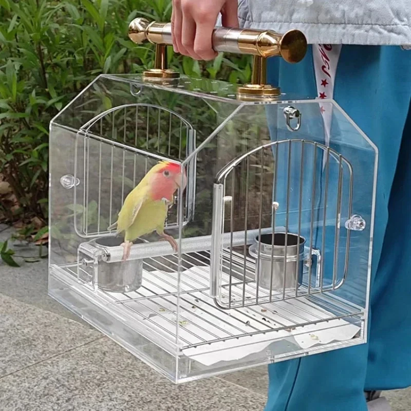 Outdoors Acrylic Bird Cages Carrier Transparent Decoration Southe Park Bird Cages Luxury Canary Jaula Pajaro Supplies WZ50BC